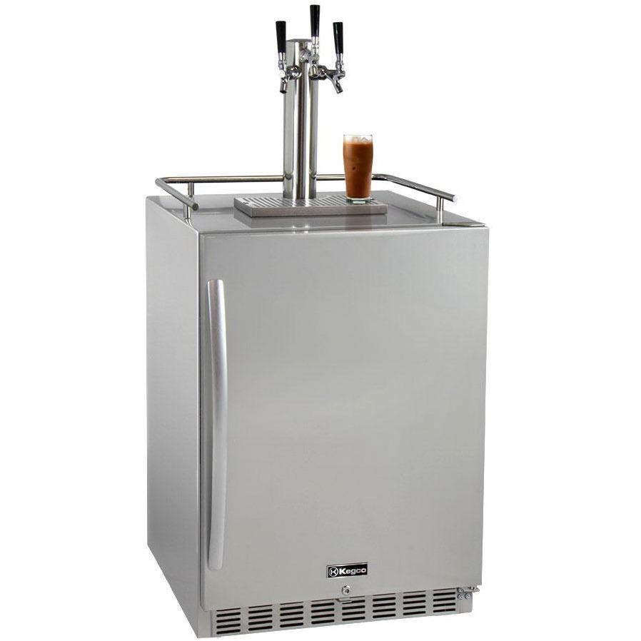 Kegco 24" Wide Cold Brew Coffee Triple Tap All Stainless Steel Outdoor Built-In Right Hinge Kegerator (ICHK38SSU-3)