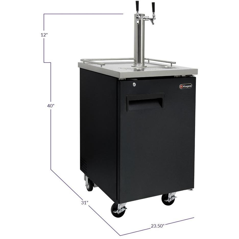 Kegco 24" Wide Homebrew Dual Tap Black Commercial Kegerator (HBK1XB-2)