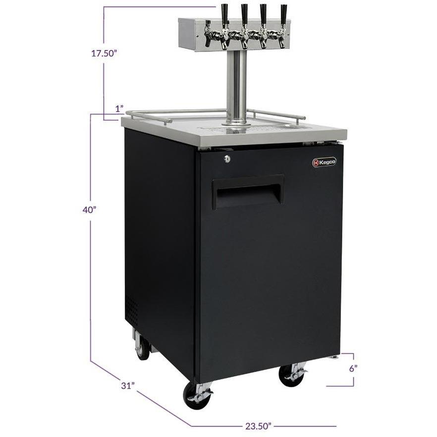 Kegco 24" Wide Homebrew Four Tap Black Commercial Kegerator (HBK1XB-4)