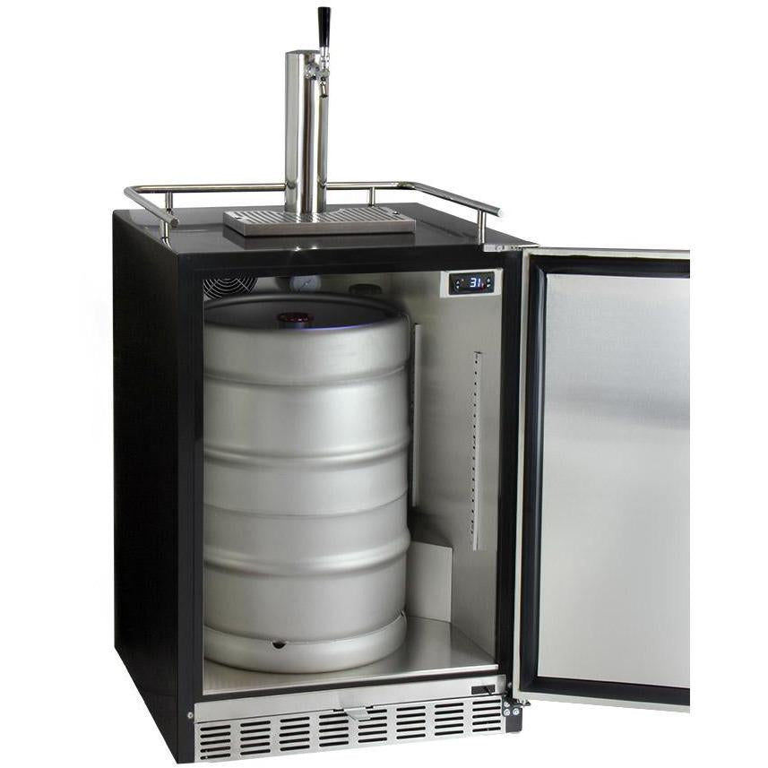 Kegco 24" Wide Single Tap Stainless Steel Built-In Left Hinge Kegerator with Kit (HK38BSU-L-1)